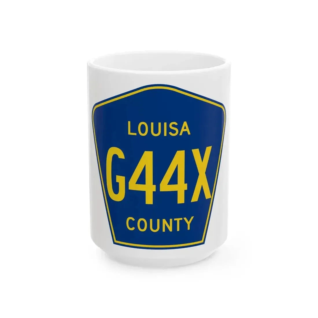 Louisa County Route G44X IA (Iowa) (Road Sign) White Coffee Mug 15oz - Go Mug Yourself