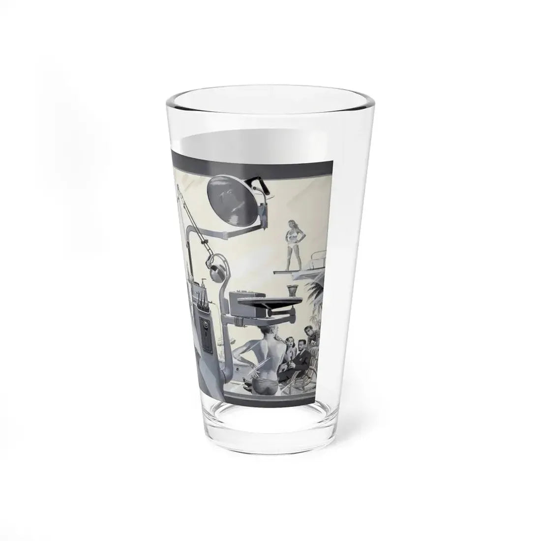 Love at the Dentist's Office, Men's Magazine Illustration - Pint Glass 16oz - Go Mug Yourself