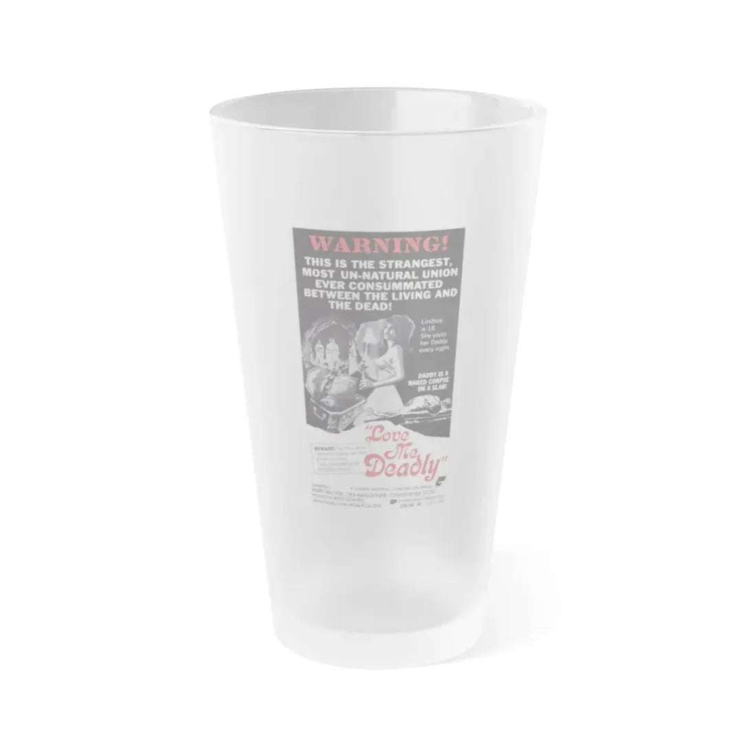 LOVE ME DEADLY 1973 Movie Poster - Frosted Pint Glass 16oz Default Title - Go Mug Yourself