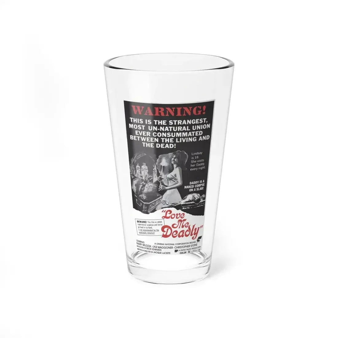 LOVE ME DEADLY 1973 Movie Poster - Pint Glass 16oz 16oz - Go Mug Yourself