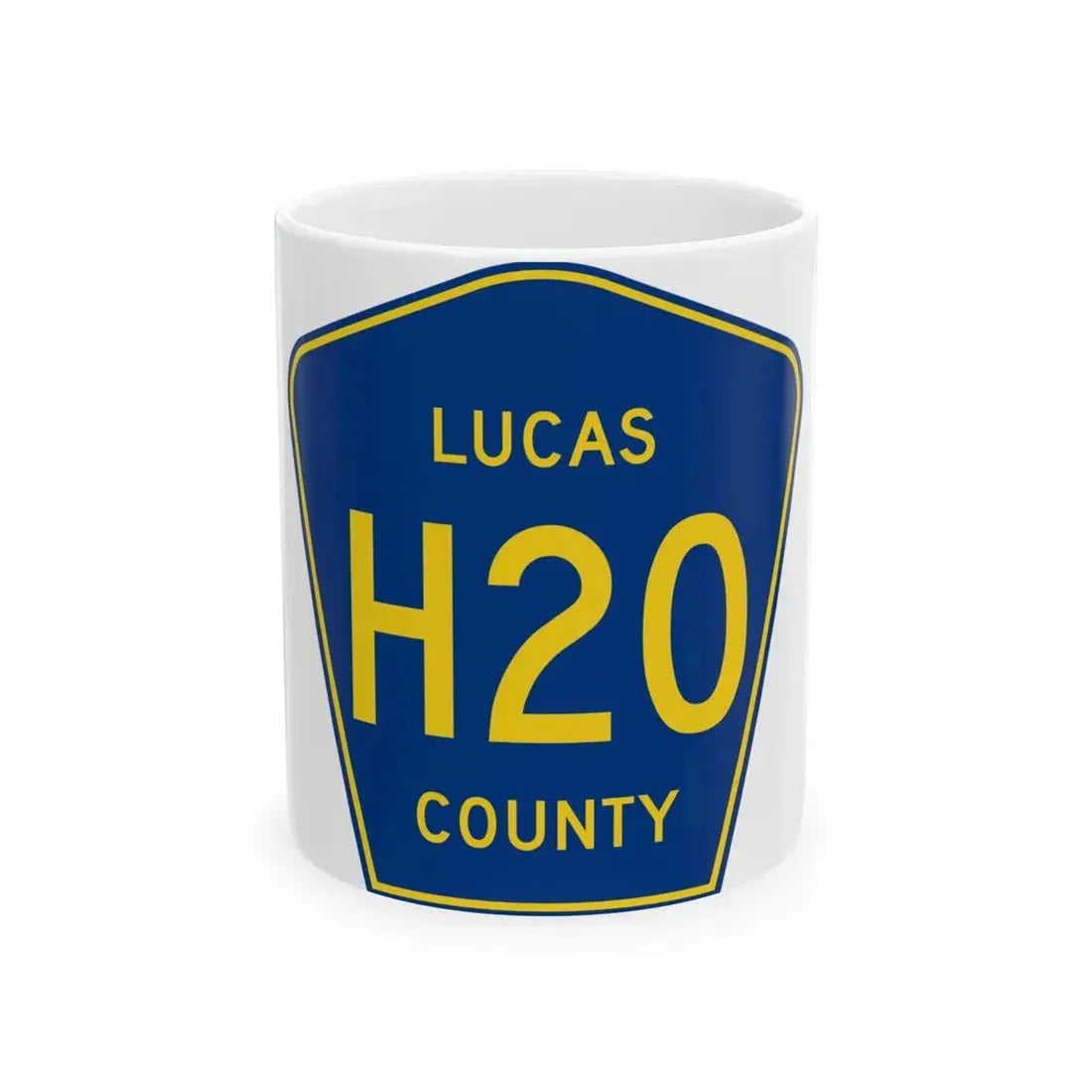 Lucas County Route H20 IA (Iowa) (Road Sign) White Coffee Mug 11oz - Go Mug Yourself