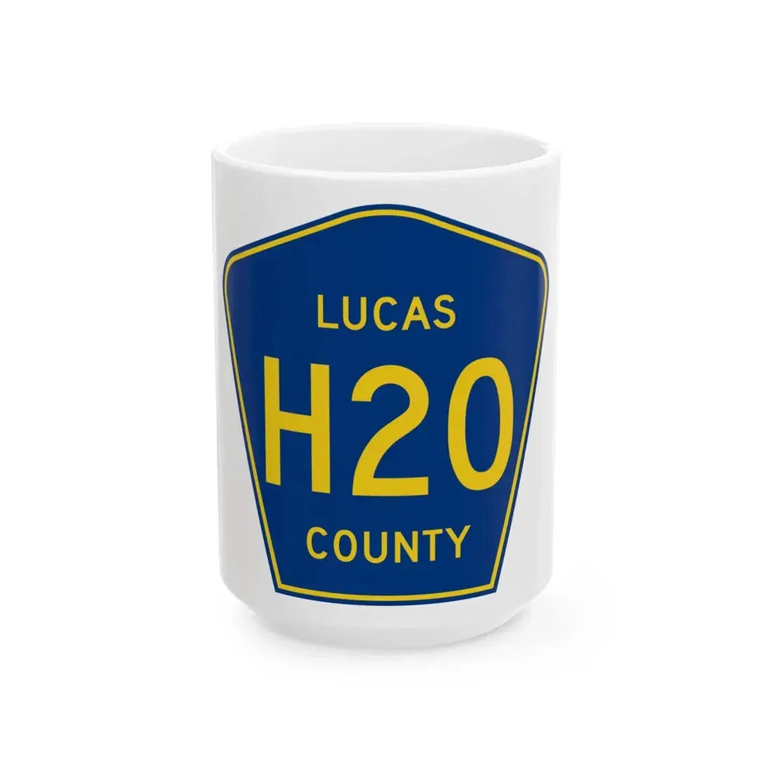 Lucas County Route H20 IA (Iowa) (Road Sign) White Coffee Mug 15oz - Go Mug Yourself