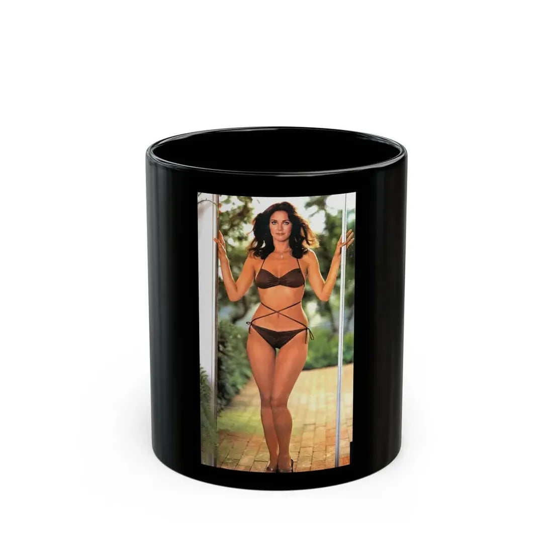Lynda Carter #153 2 (Vintage Female Icon) Black Coffee Mug 11oz - Go Mug Yourself