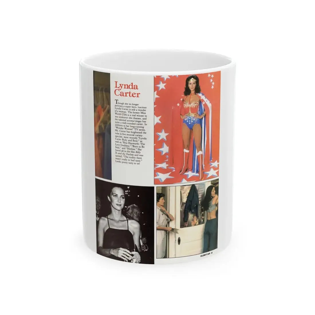 Lynda Carter #190 - Mag. Spread (Vintage Female Icon) White Coffee Mug 11oz - Go Mug Yourself