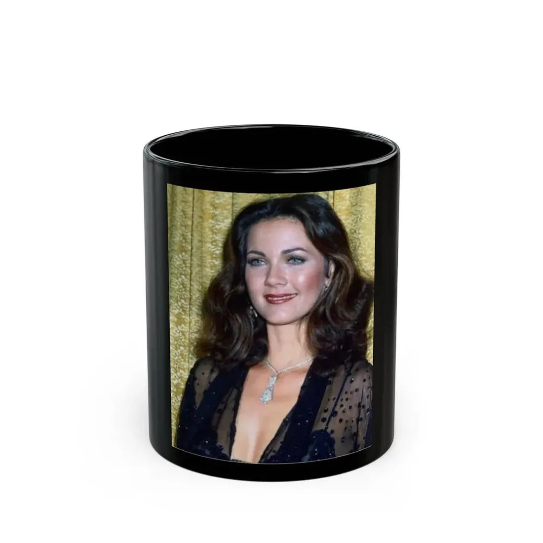 Lynda Carter #203.1 (Vintage Female Icon) Black Coffee Mug 11oz - Go Mug Yourself