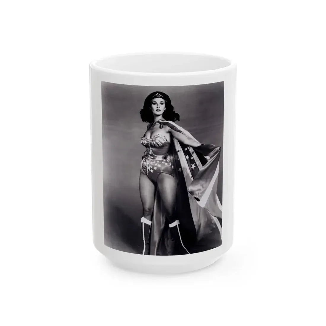 Lynda Carter #217 - Wonder Woman Photo (Vintage Female Icon) White Coffee Mug 15oz - Go Mug Yourself