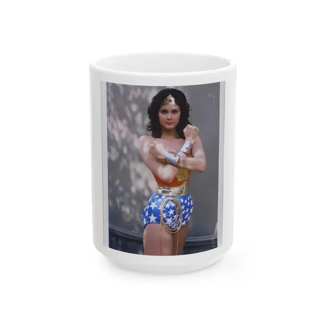 Lynda Carter #229 - Wonder Woman Photo (Vintage Female Icon) White Coffee Mug 15oz - Go Mug Yourself