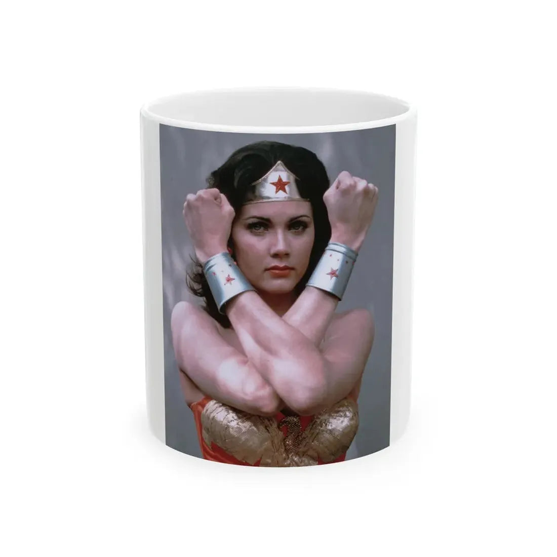 Lynda Carter #233 - Wonder Woman Photo (Vintage Female Icon) White Coffee Mug 11oz - Go Mug Yourself
