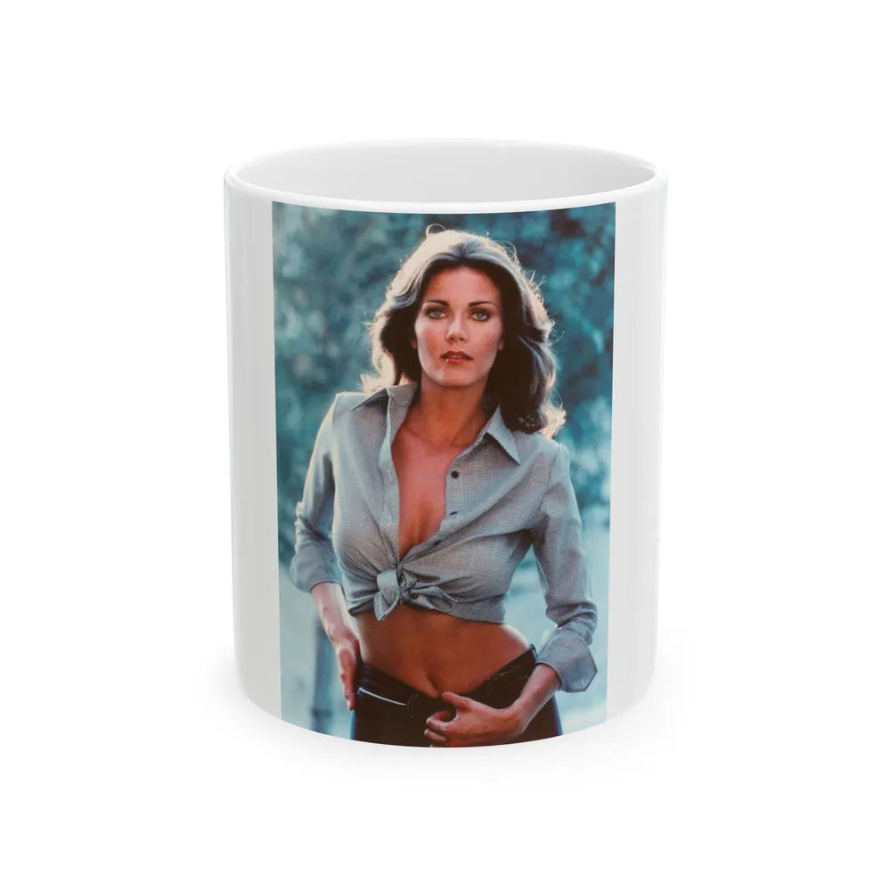 Lynda Carter #244 (Vintage Female Icon) White Coffee Mug-11oz-Go Mug Yourself