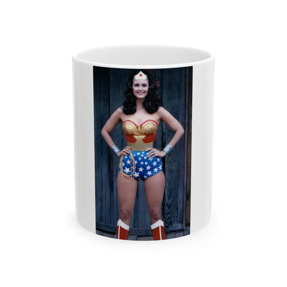 Lynda Carter #264 (Vintage Female Icon) White Coffee Mug-11oz-Go Mug Yourself