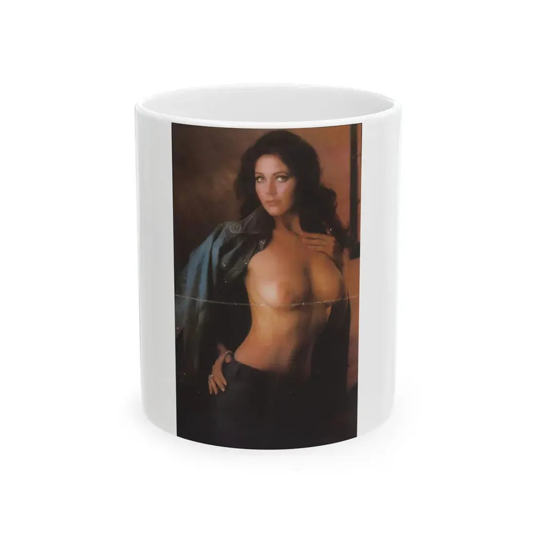 Lynda Carter #267 - Topless (Vintage Female Icon) White Coffee Mug 11oz - Go Mug Yourself