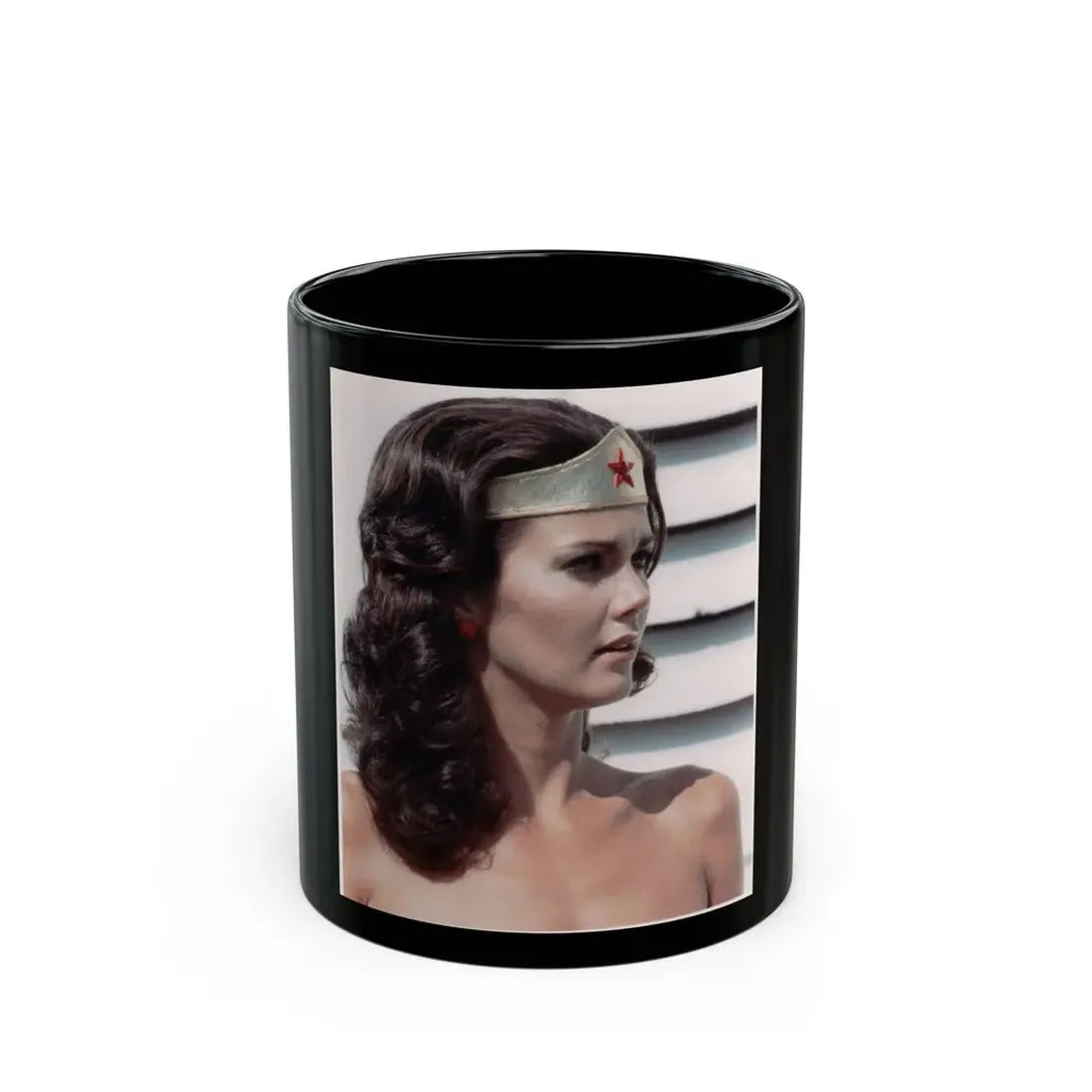 Lynda Carter #92 - Wonder Woman Photo (Vintage Female Icon) Black Coffee Mug 11oz - Go Mug Yourself