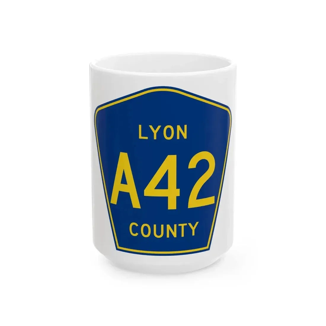 Lyon County Route A42 IA (Iowa) (Road Sign) White Coffee Mug 15oz - Go Mug Yourself