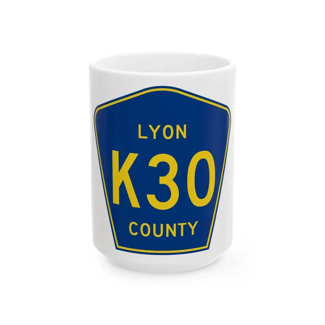 Lyon County Route K30 IA (Iowa) (Road Sign) White Coffee Mug 15oz - Go Mug Yourself