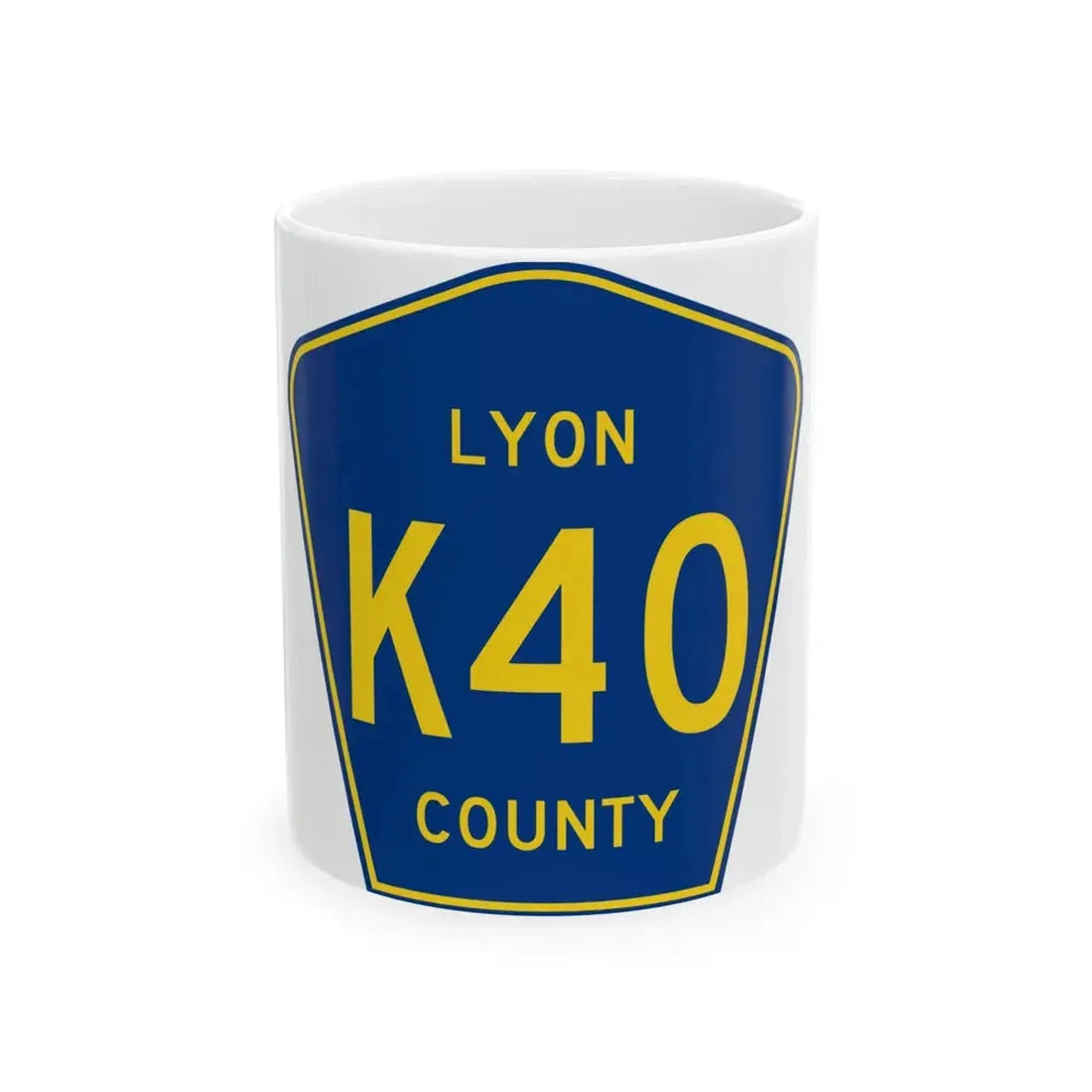 Lyon County Route K40 IA (Iowa) (Road Sign) White Coffee Mug 11oz - Go Mug Yourself