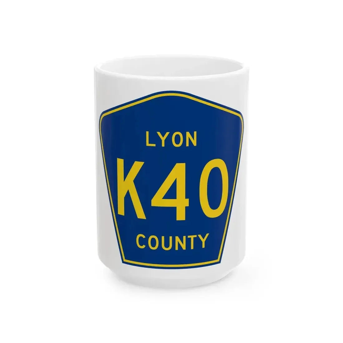 Lyon County Route K40 IA (Iowa) (Road Sign) White Coffee Mug 15oz - Go Mug Yourself