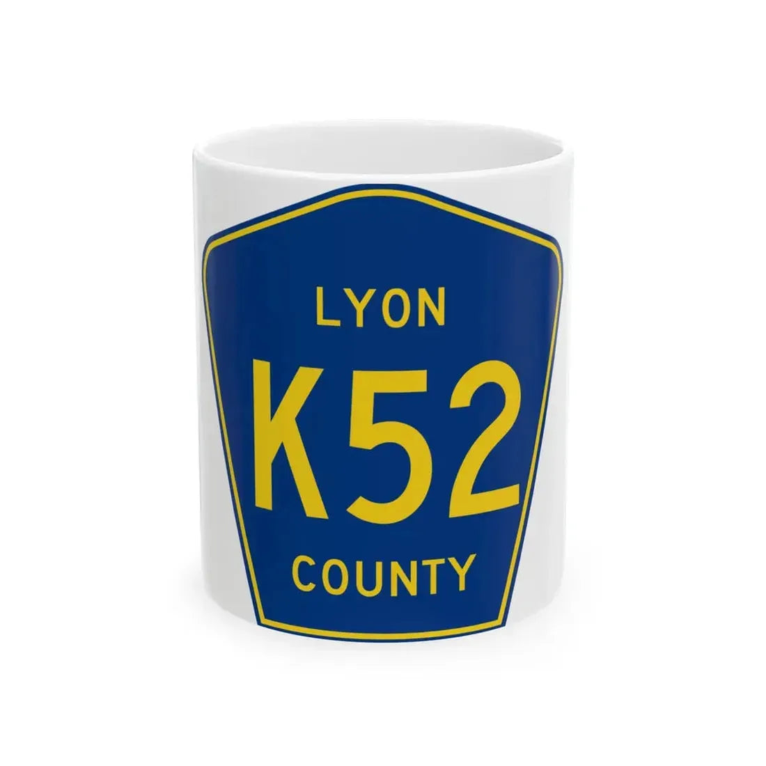 Lyon County Route K52 IA (Iowa) (Road Sign) White Coffee Mug 11oz - Go Mug Yourself