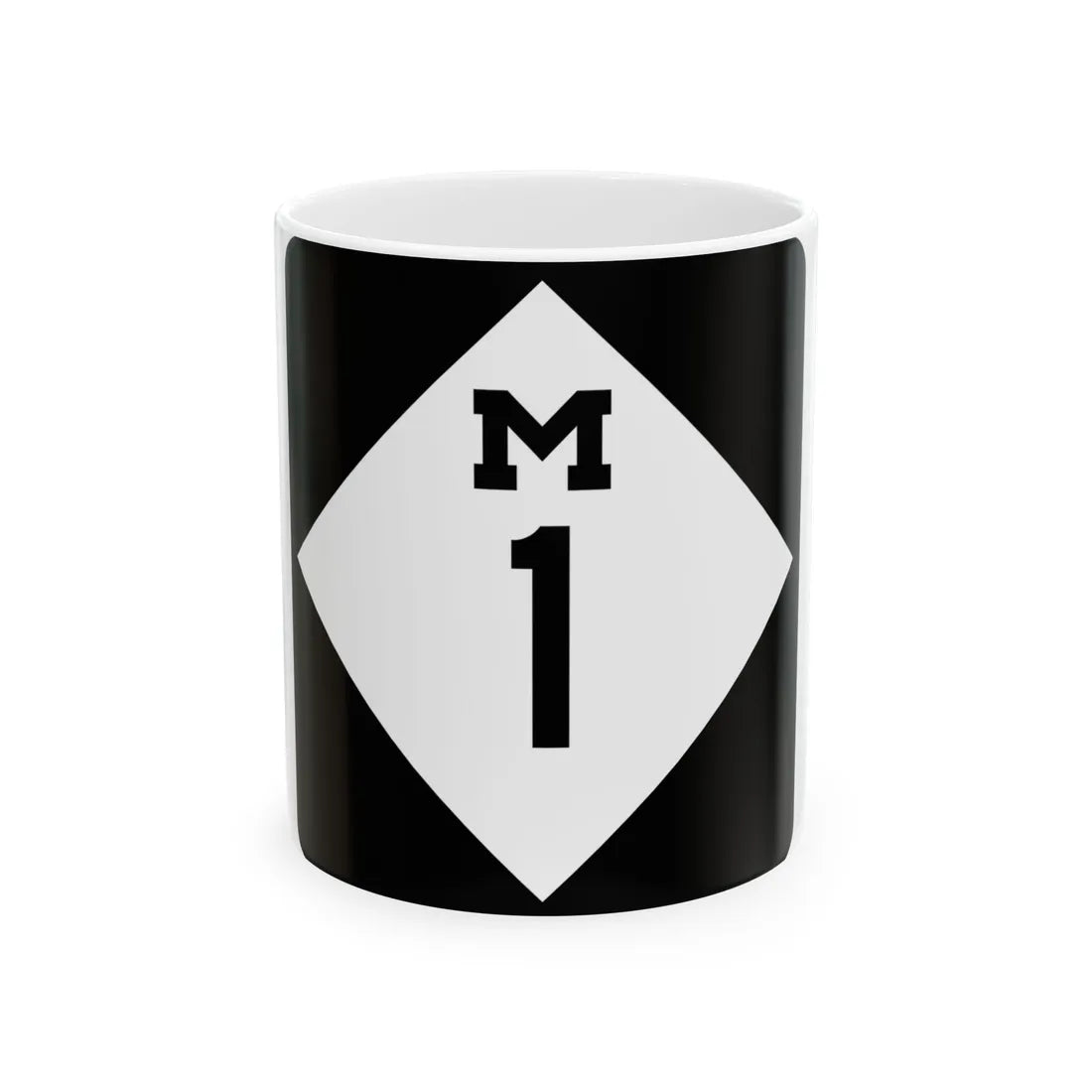 M-1 (Michigan) (Road Sign) White Coffee Mug 11oz - Go Mug Yourself