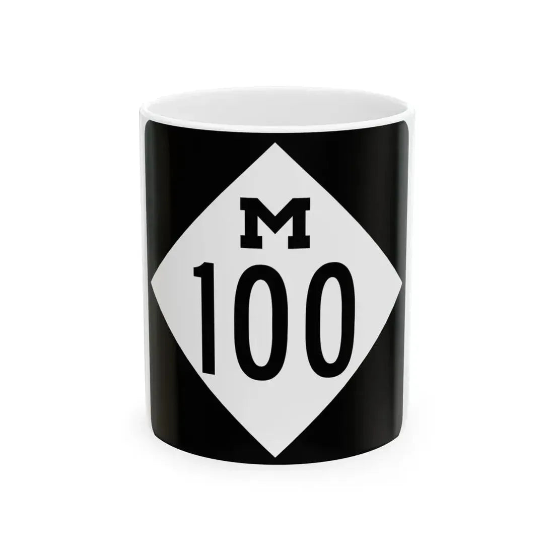 M-100 (Michigan) (Road Sign) White Coffee Mug 11oz - Go Mug Yourself