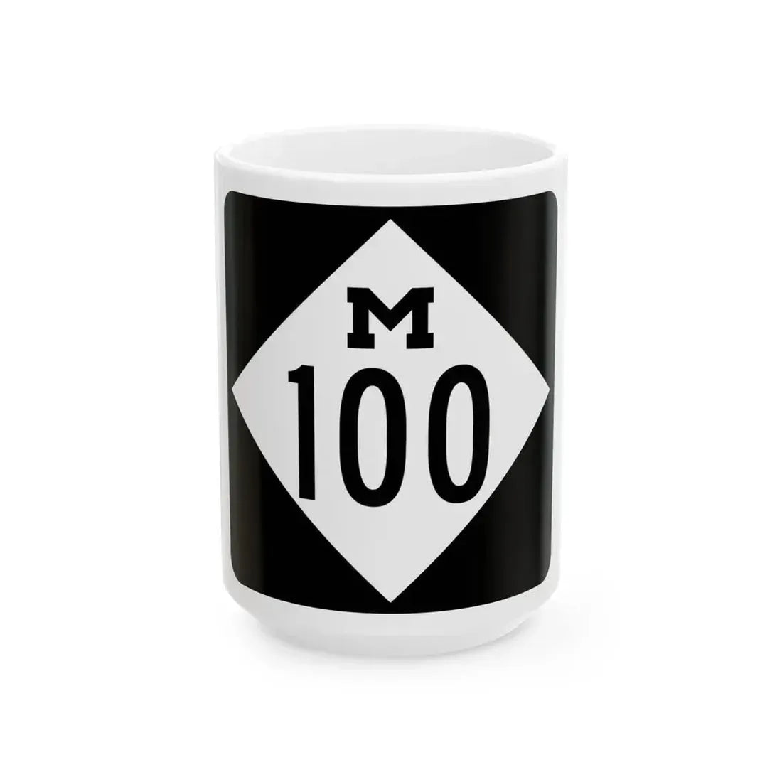 M-100 (Michigan) (Road Sign) White Coffee Mug 15oz - Go Mug Yourself