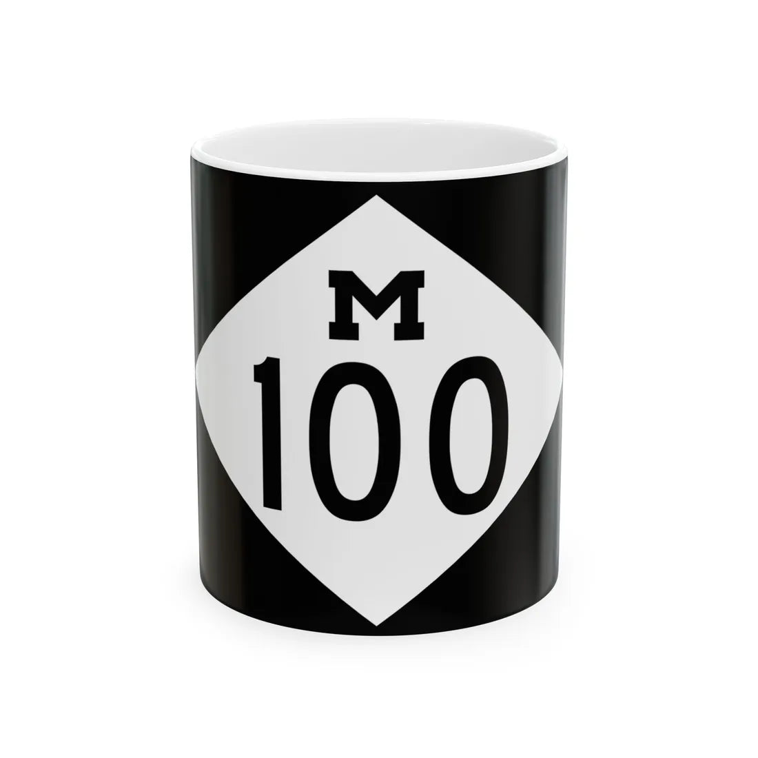 M-100 rectangle (Michigan) (Road Sign) White Coffee Mug 11oz - Go Mug Yourself