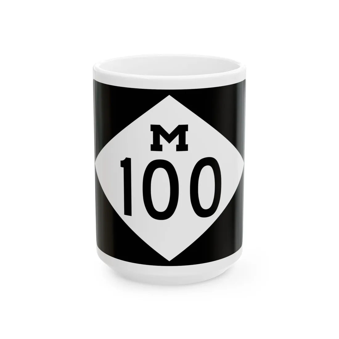 M-100 rectangle (Michigan) (Road Sign) White Coffee Mug 15oz - Go Mug Yourself
