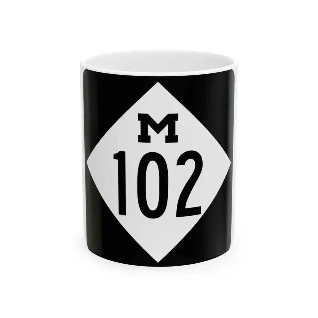 M-102 (Michigan) (Road Sign) White Coffee Mug 11oz - Go Mug Yourself