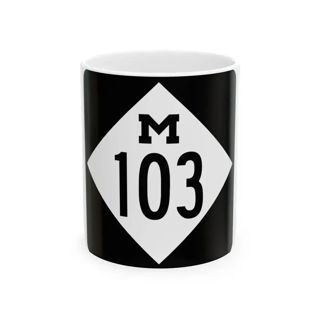 M-103 (Michigan) (Road Sign) White Coffee Mug 11oz - Go Mug Yourself