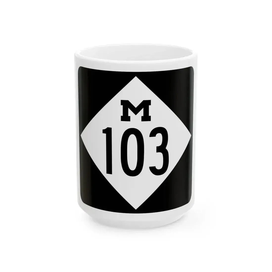 M-103 (Michigan) (Road Sign) White Coffee Mug 15oz - Go Mug Yourself