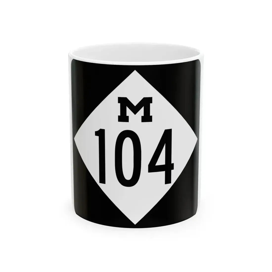 M-104 (Michigan) (Road Sign) White Coffee Mug 11oz - Go Mug Yourself