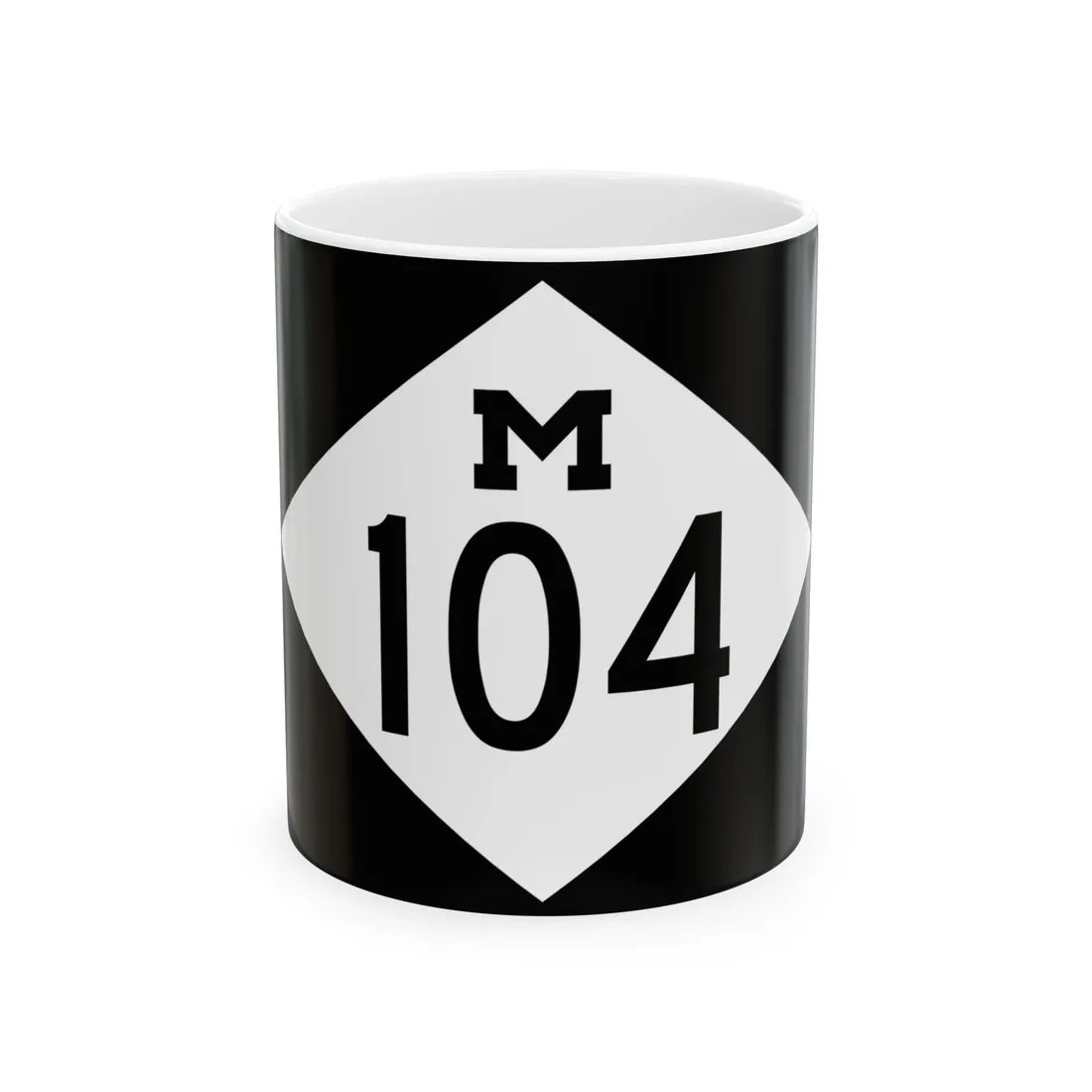 M-104 rectangle (Michigan) (Road Sign) White Coffee Mug 11oz - Go Mug Yourself