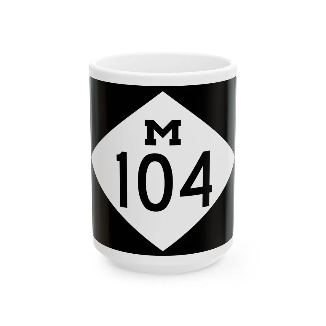 M-104 rectangle (Michigan) (Road Sign) White Coffee Mug 15oz - Go Mug Yourself