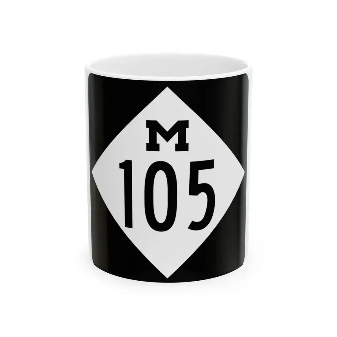 M-105 (Michigan) (Road Sign) White Coffee Mug 11oz - Go Mug Yourself
