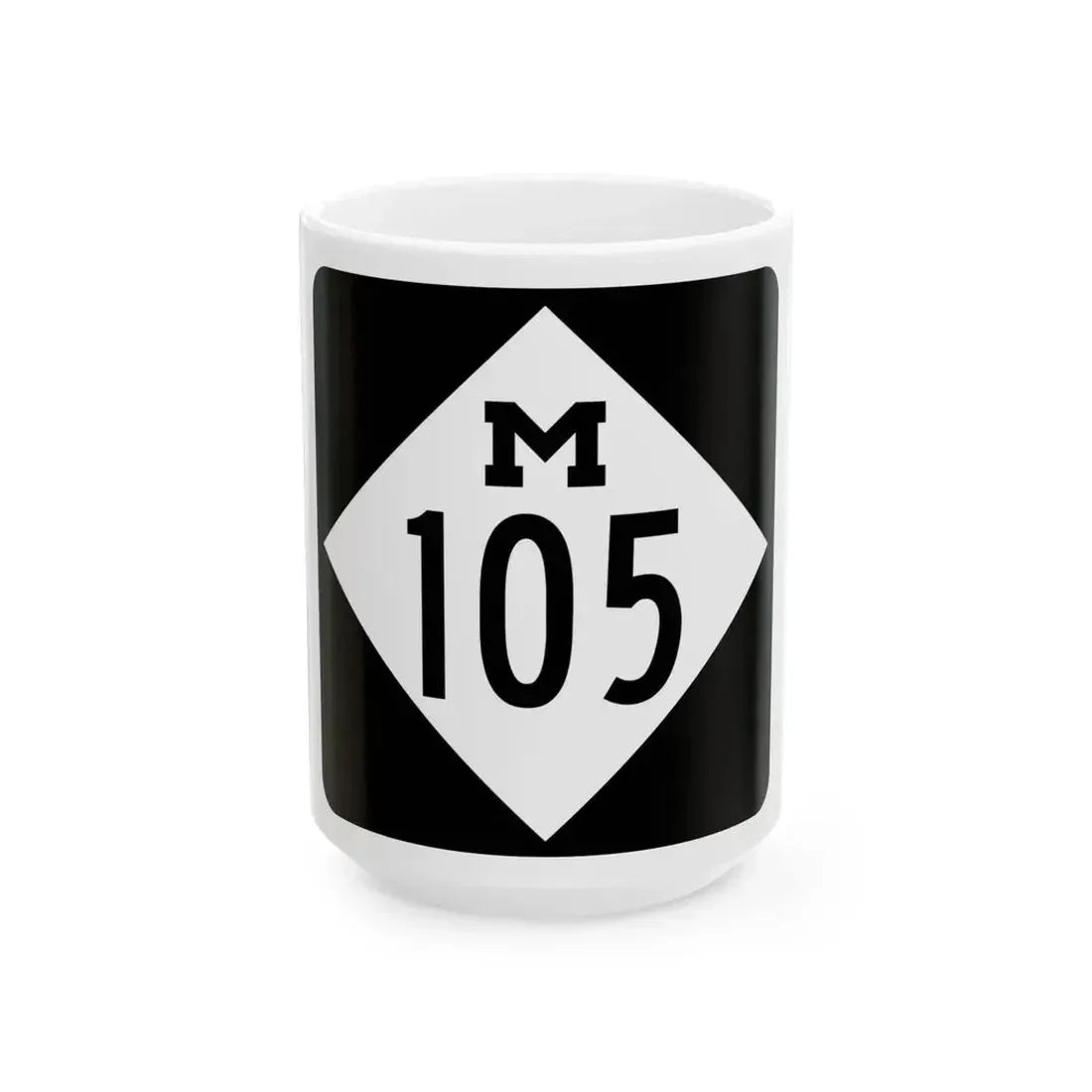 M-105 (Michigan) (Road Sign) White Coffee Mug 15oz - Go Mug Yourself