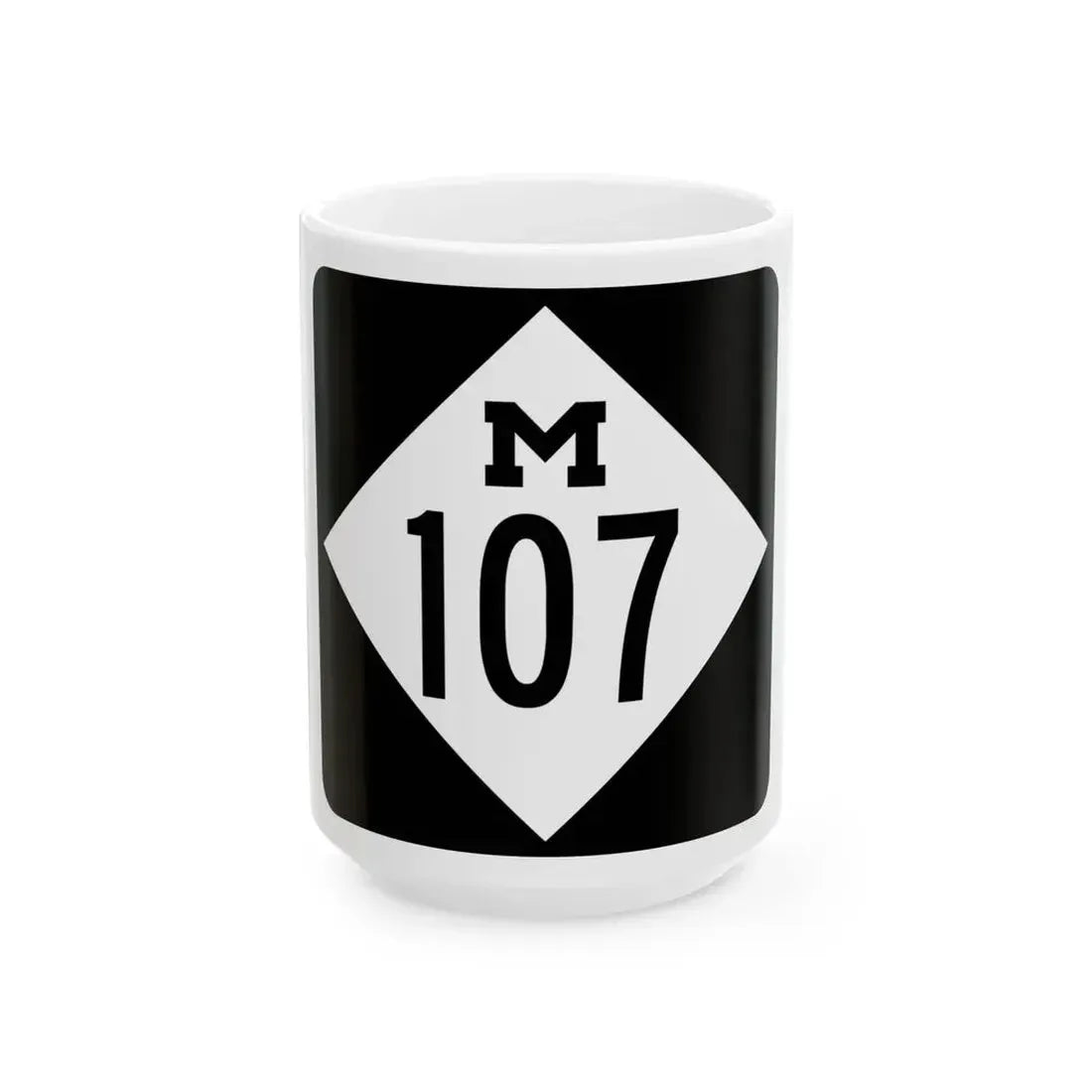 M-107 (Michigan) (Road Sign) White Coffee Mug 15oz - Go Mug Yourself