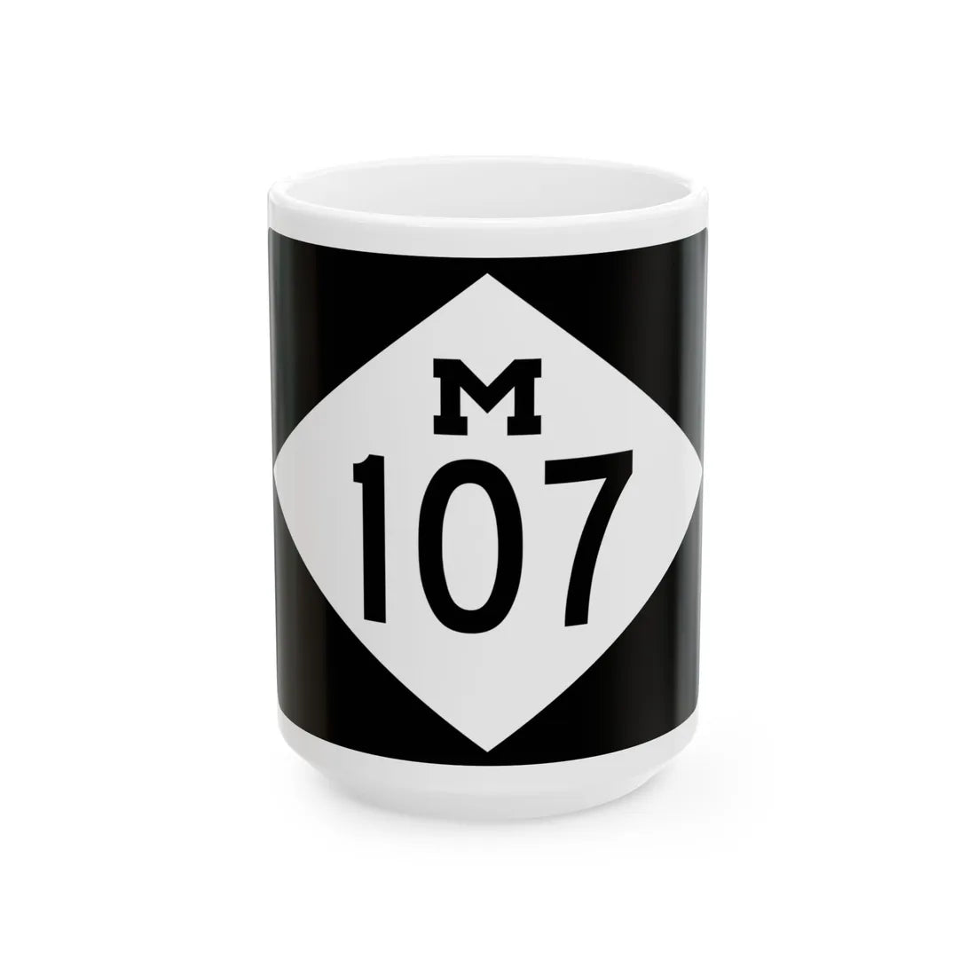 M-107 rectangle (Michigan) (Road Sign) White Coffee Mug 15oz - Go Mug Yourself