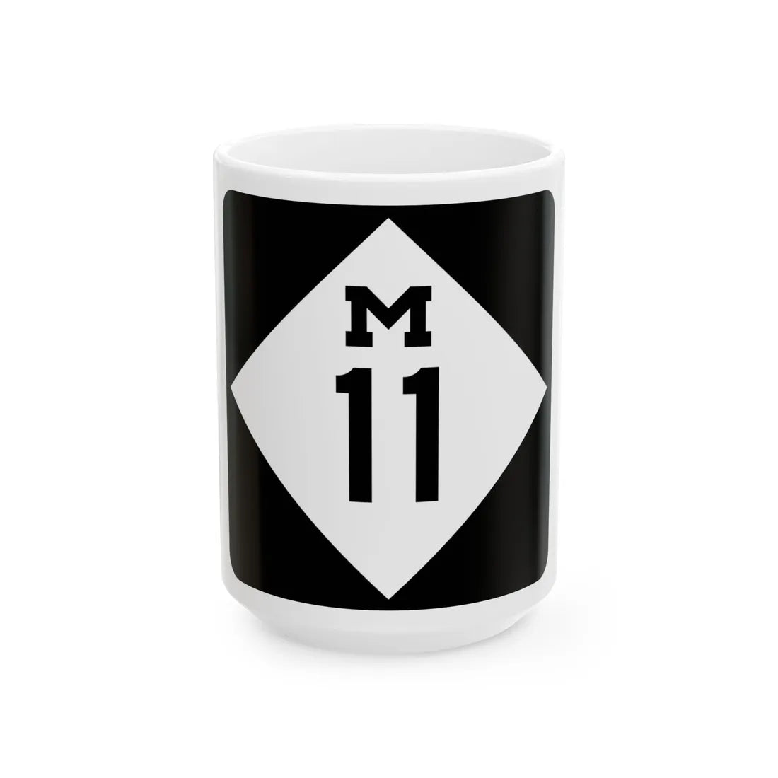 M-11 (Michigan) (Road Sign) White Coffee Mug 15oz - Go Mug Yourself