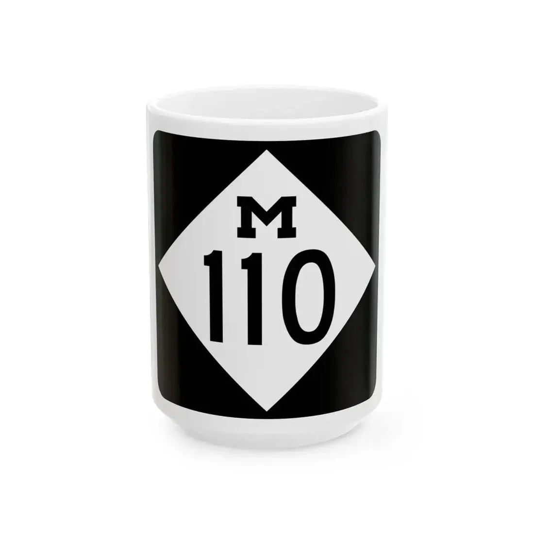 M-110 (Michigan) (Road Sign) White Coffee Mug 15oz - Go Mug Yourself