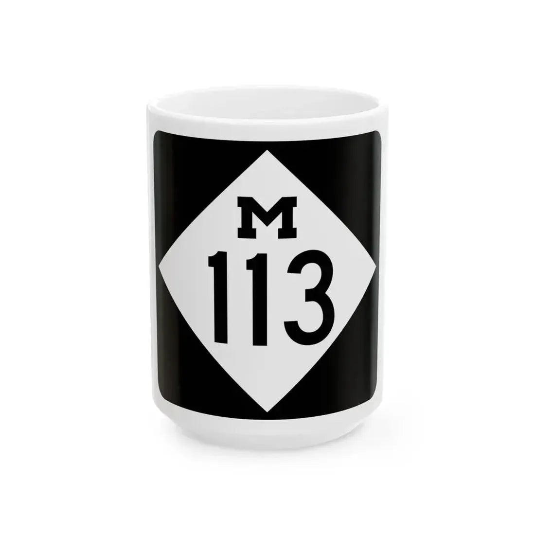 M-113 (Michigan) (Road Sign) White Coffee Mug 15oz - Go Mug Yourself