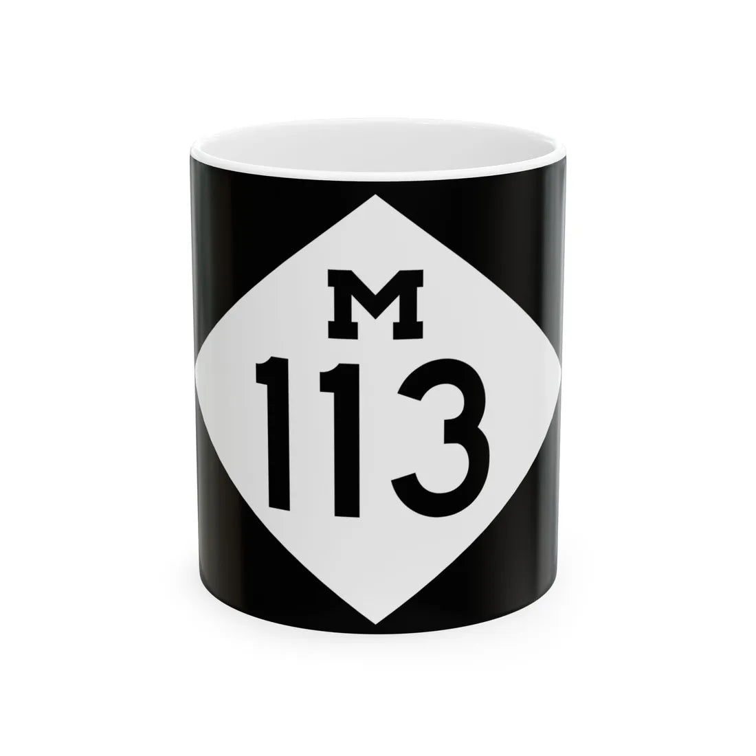 M-113 rectangle (Michigan) (Road Sign) White Coffee Mug 11oz - Go Mug Yourself
