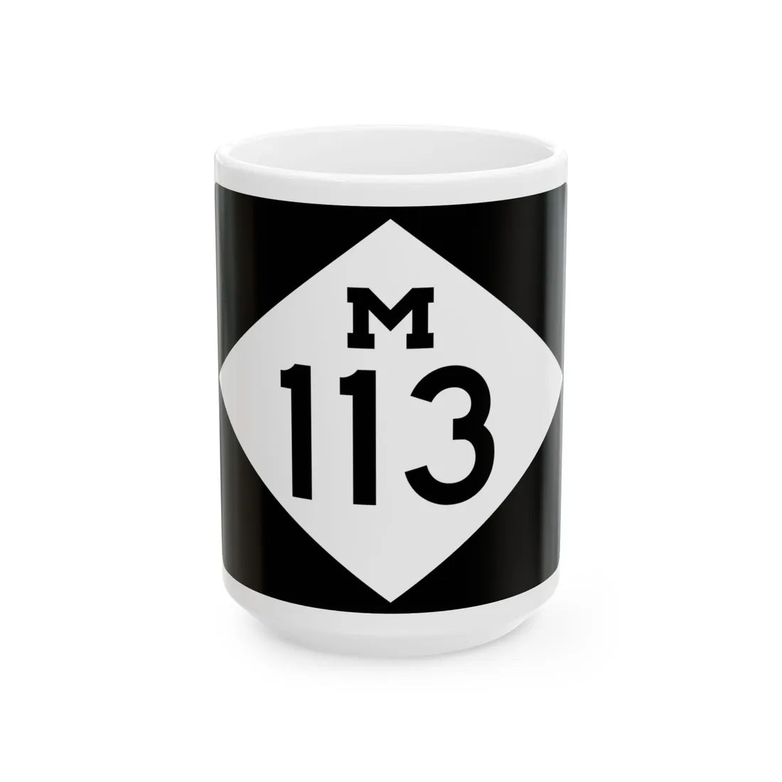 M-113 rectangle (Michigan) (Road Sign) White Coffee Mug 15oz - Go Mug Yourself