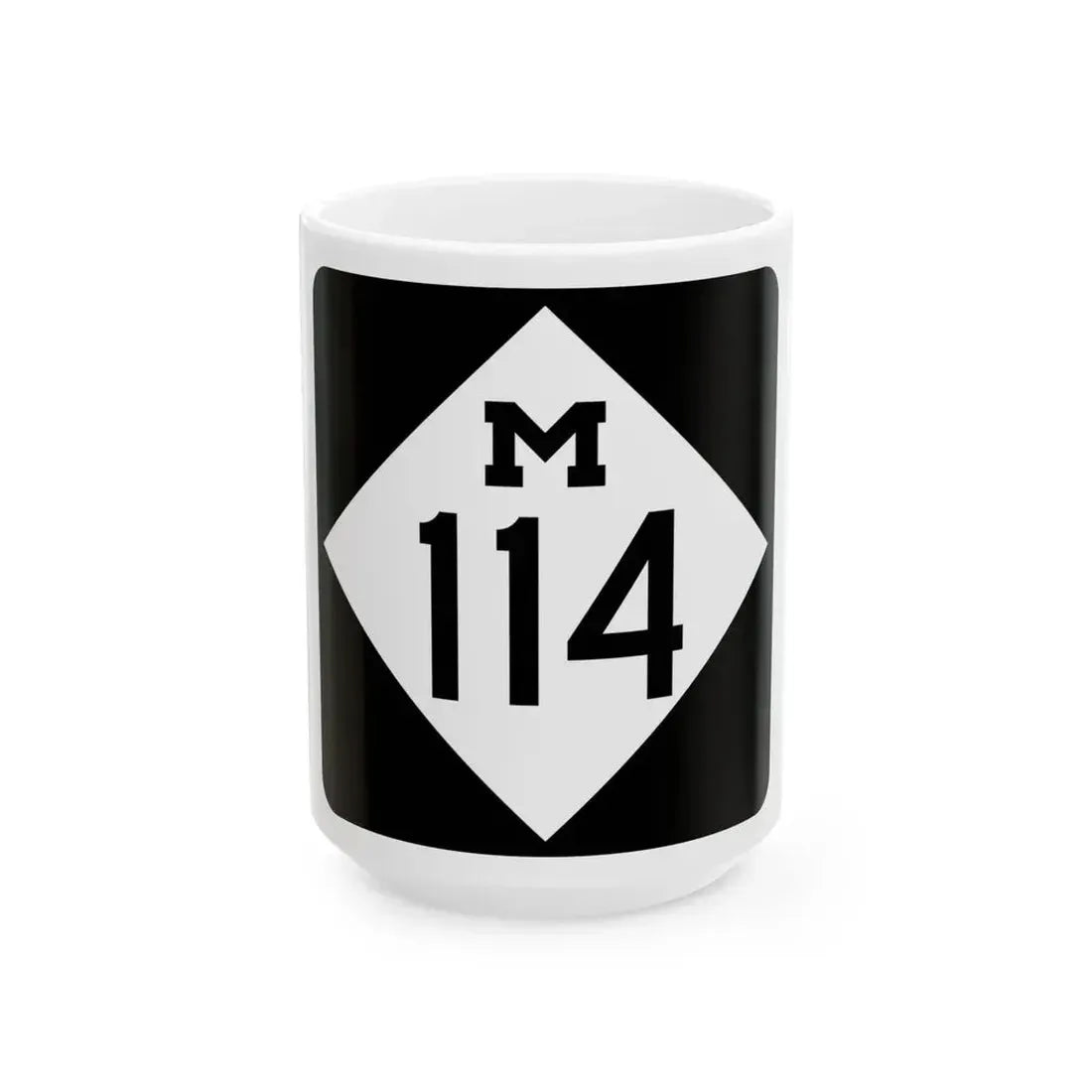 M-114 (Michigan) (Road Sign) White Coffee Mug 15oz - Go Mug Yourself