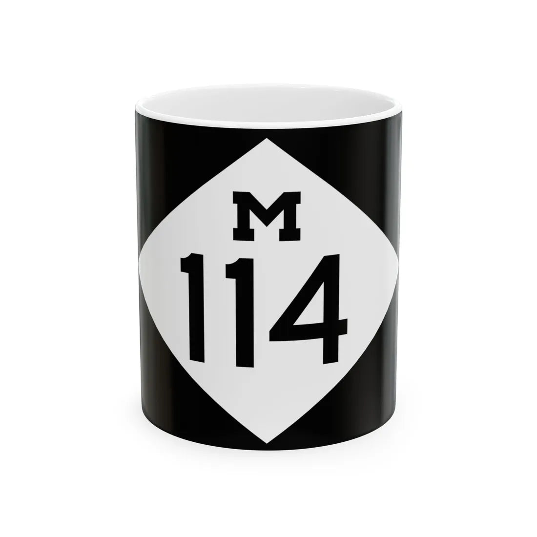 M-114 rectangle (Michigan) (Road Sign) White Coffee Mug 11oz - Go Mug Yourself