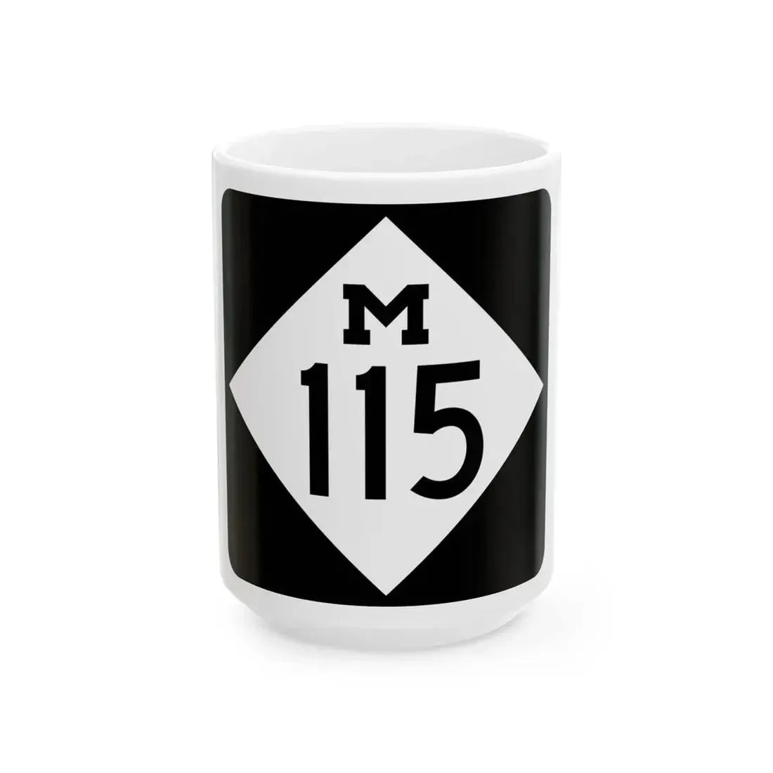 M-115 (Michigan) (Road Sign) White Coffee Mug 15oz - Go Mug Yourself
