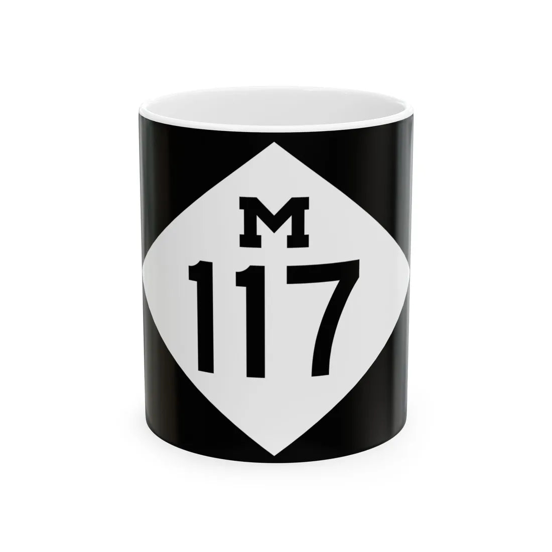 M-117 rectangle (Michigan) (Road Sign) White Coffee Mug 11oz - Go Mug Yourself