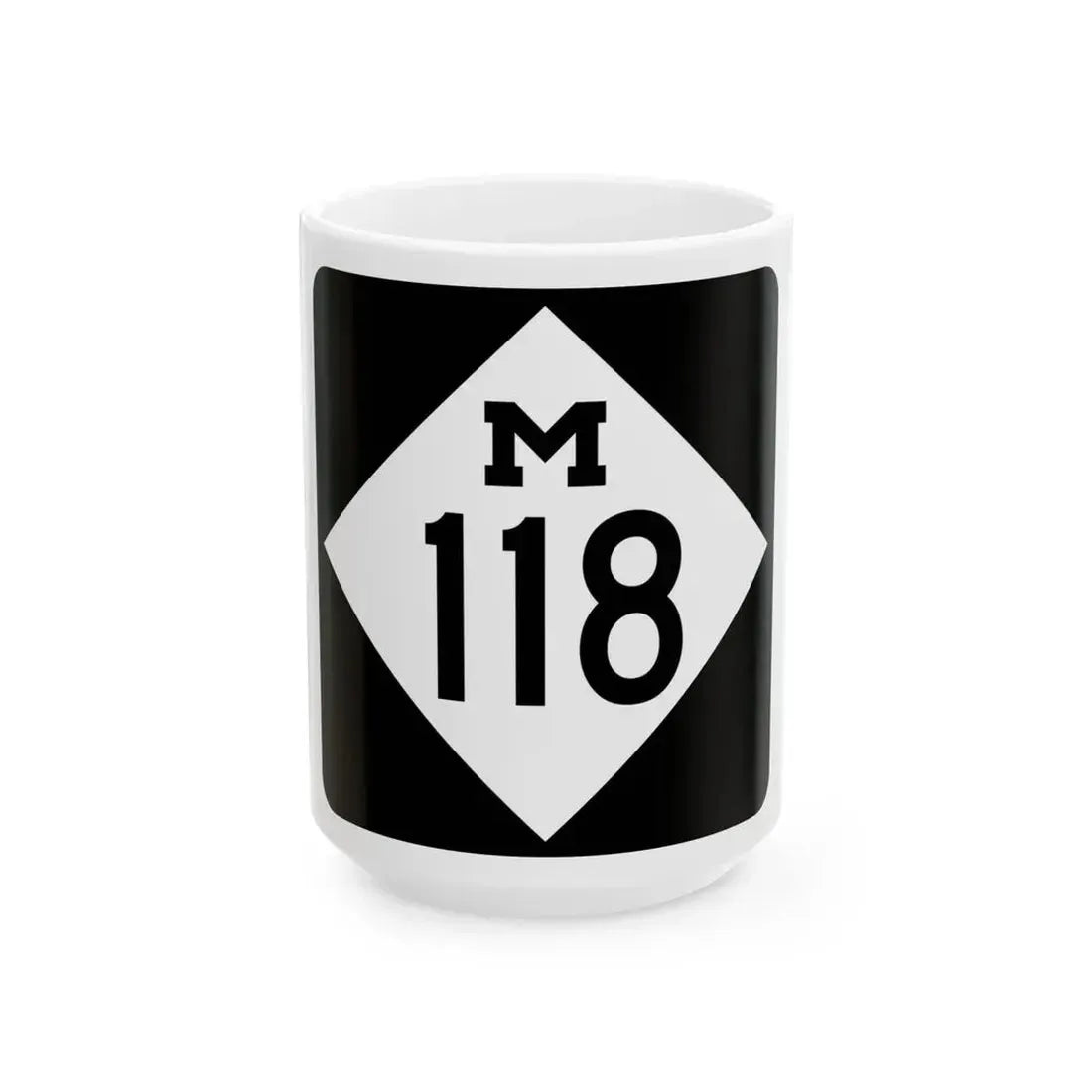 M-118 (Michigan) (Road Sign) White Coffee Mug 15oz - Go Mug Yourself