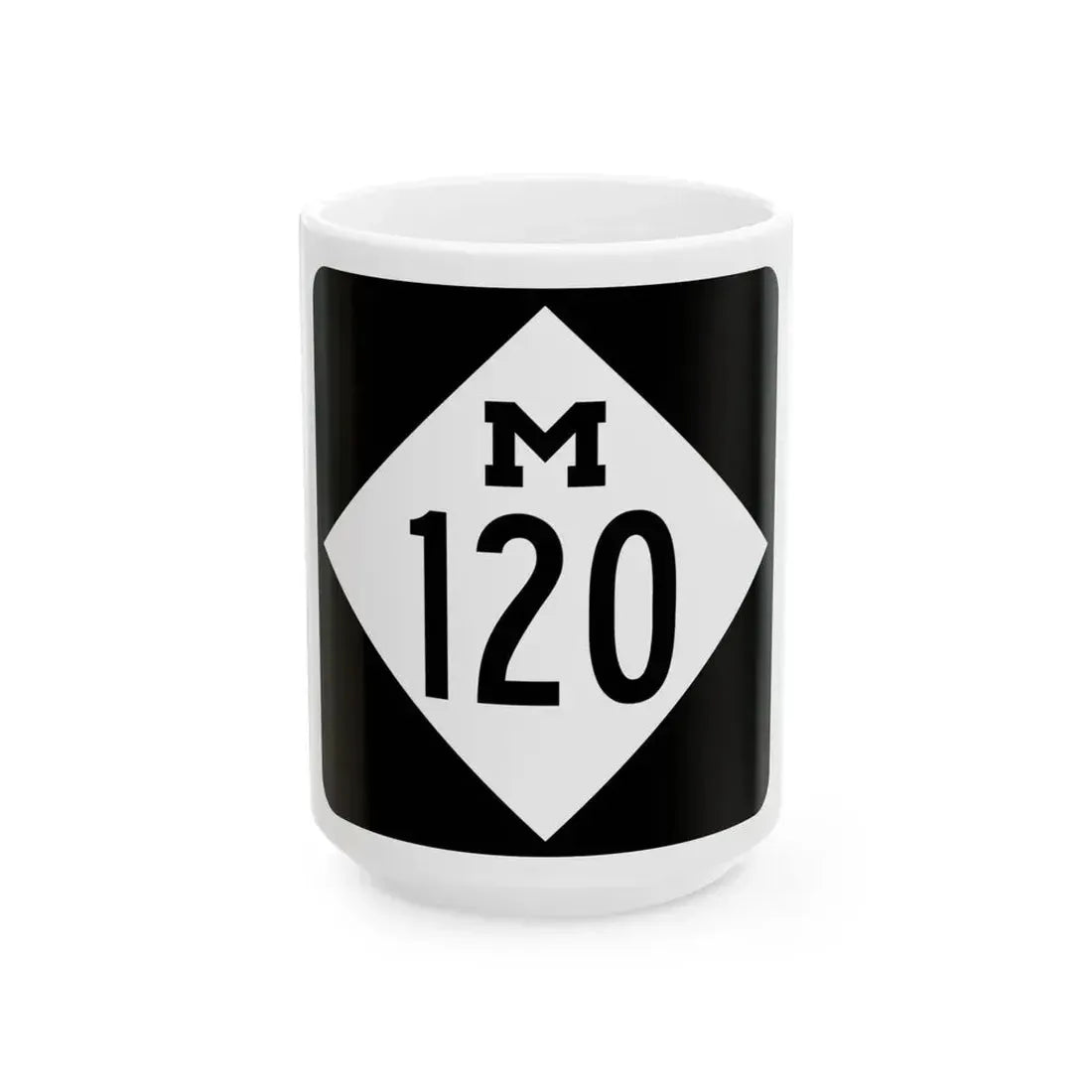M-120 (Michigan) (Road Sign) White Coffee Mug 15oz - Go Mug Yourself