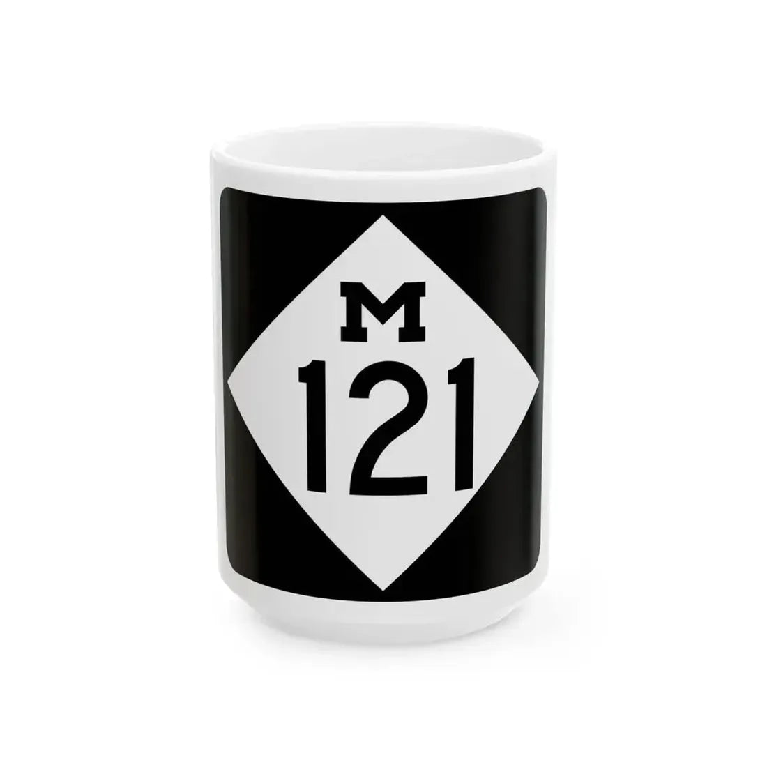 M-121 (Michigan) (Road Sign) White Coffee Mug 15oz - Go Mug Yourself