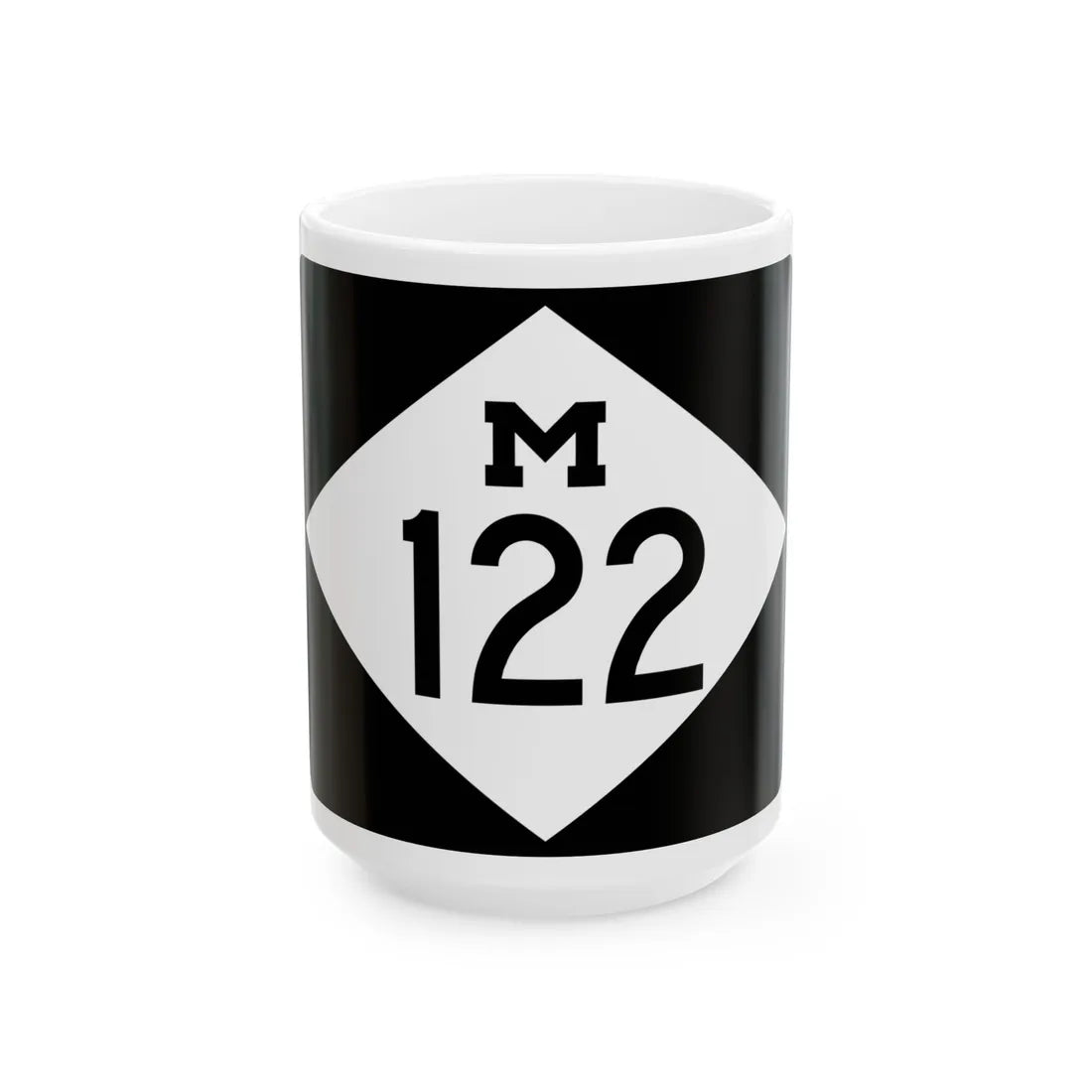 M-122 rectangle (Michigan) (Road Sign) White Coffee Mug 15oz - Go Mug Yourself