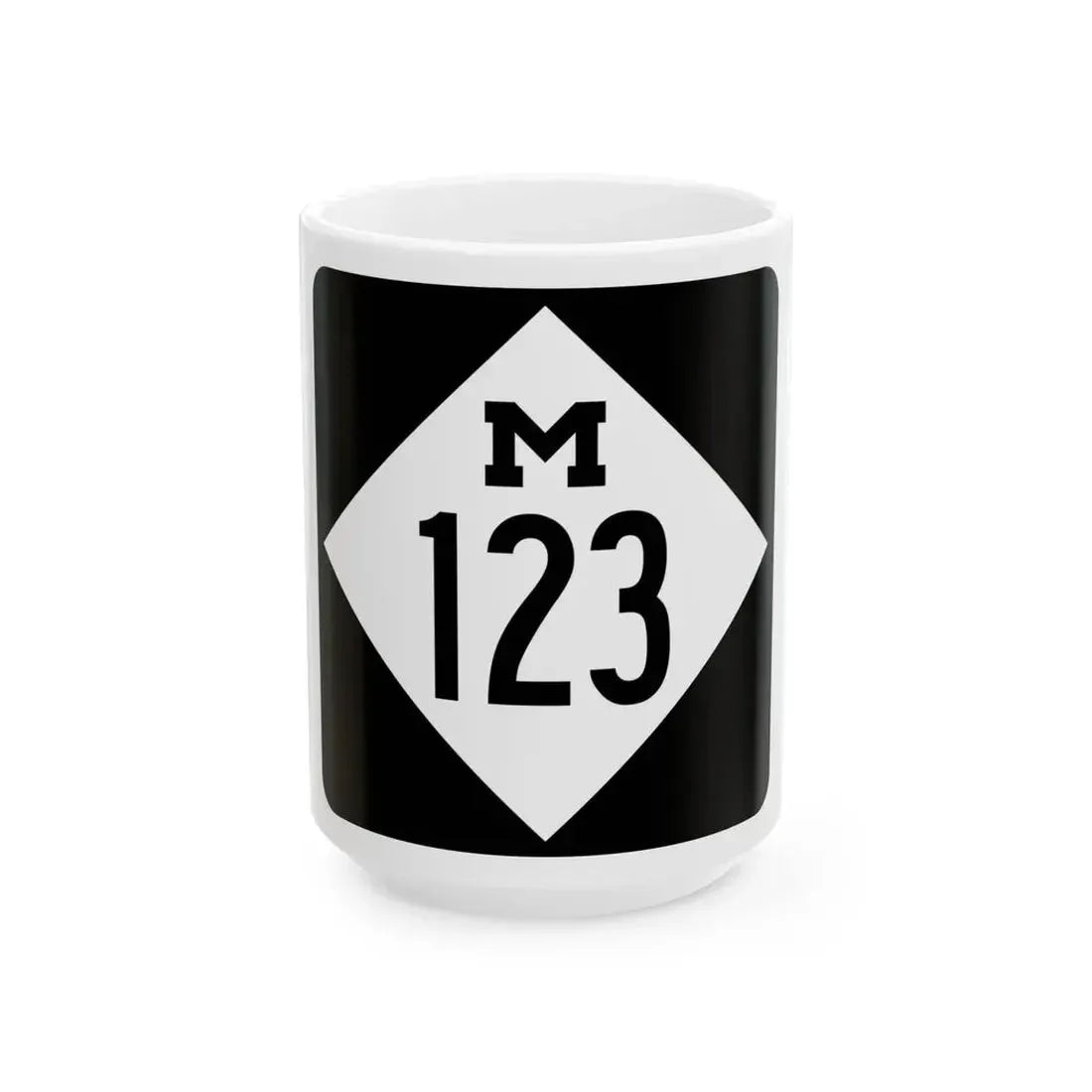 M-123 (Michigan) (Road Sign) White Coffee Mug 15oz - Go Mug Yourself